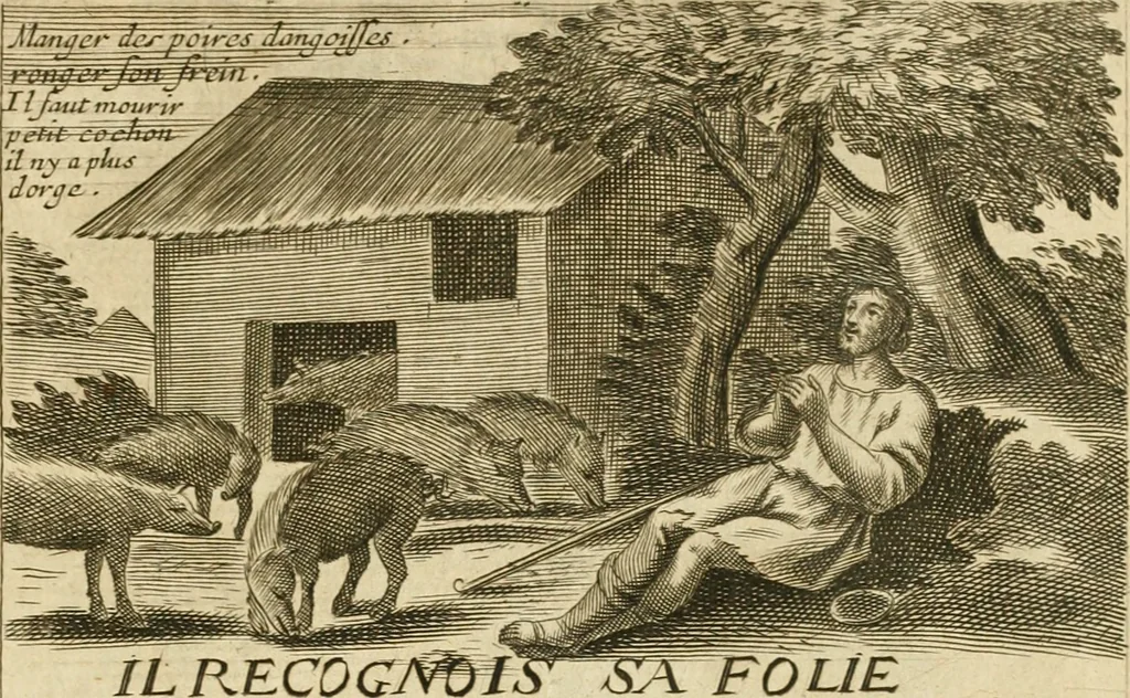 An illustration from Recueil des plus illustres proverbes, divises en trois livres ..., 1657, leaf 56