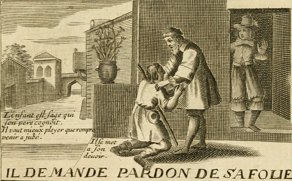 An illustration from Recueil des plus illustres proverbes, divises en trois livres ..., 1657, leaf 56