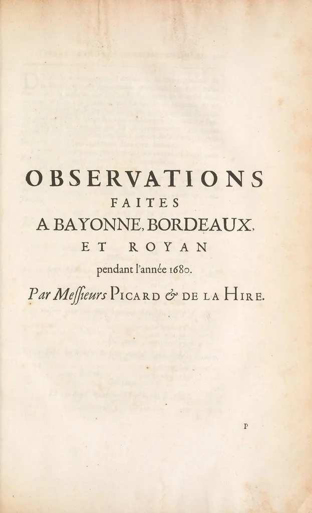 An illustration from Recueil d'observations faites en plusieurs voyages par ordre de Sa Majesté, pour perfectionner l'astronomie et la geographie. Avec divers traitez astronomiques. Par messieurs de l'Academie royale des sciences, 1693, leaf 191