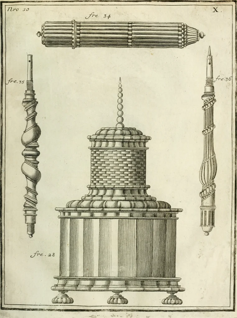 An illustration from Recueil d'ouvrages curieux de mathematique et de mecanique; ou, Description du cabinet de monsieur Grollier de Serviere, 1719, leaf 60
