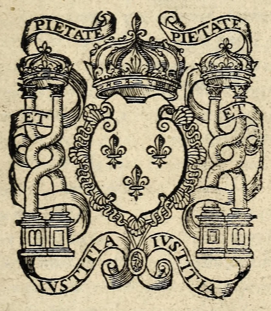 An illustration from Recueil et discours du voyage du roy Charles IX. de ce nom à present regnant, accompagné des choses dignes de memorie faictes en chacun endroit faisant sondit voyage en ses païs & prouinces de Champaigne, Bourgoigne ... & plusieurs autres lieux, suyuant son retour depuis son partement de Paris iusques à son retour audit lieu, és années mil cinq cens soixante quatre & soixante cinq., 1566, leaf 7