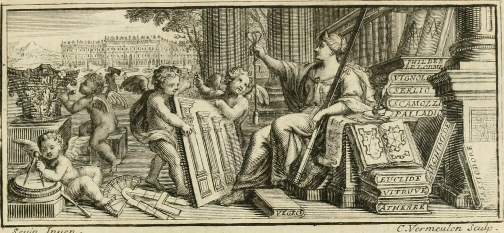 An illustration from Recueïl historique de la vie et des ouvrages des plus célebres architectes, 1687, leaf 22