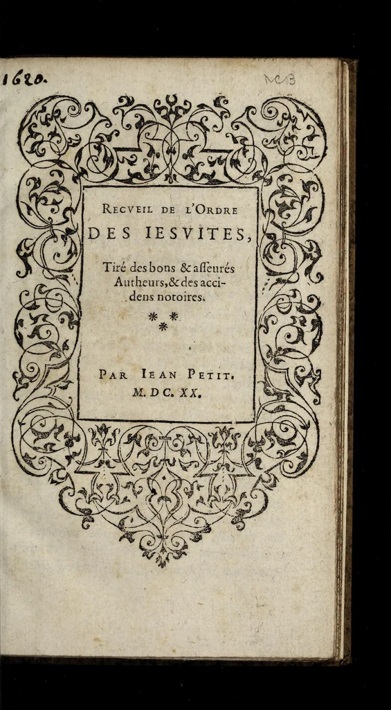 An illustration from Recveil de l'Ordre des Iesvites, tiré des bons & asseuŕes autheurs, & des accidens notoires., 1620, leaf 9