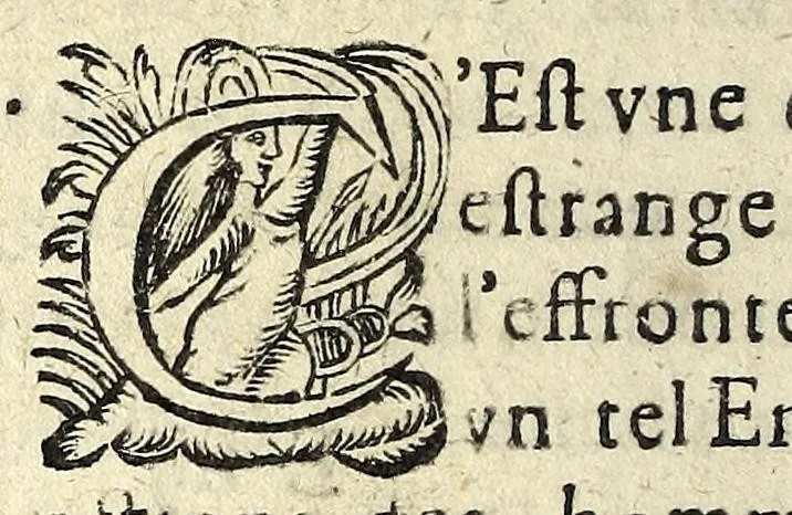 An illustration from Recveil general des oevvres et fantaisies de Tabarin : divisé en deux parties : contenant ses rencontres, questions & demandes facetieuses, auec leurs responses, 1623, leaf 290