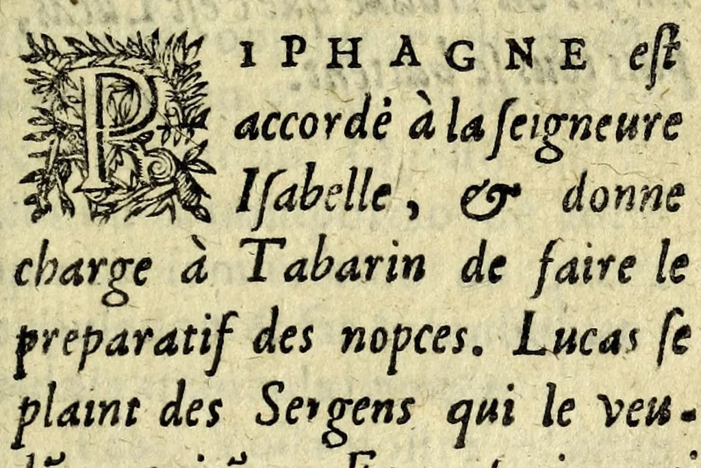 An illustration from Recveil general des oevvres et fantaisies de Tabarin : divisé en deux parties : contenant ses rencontres, questions & demandes facetieuses, auec leurs responses, 1623, leaf 333