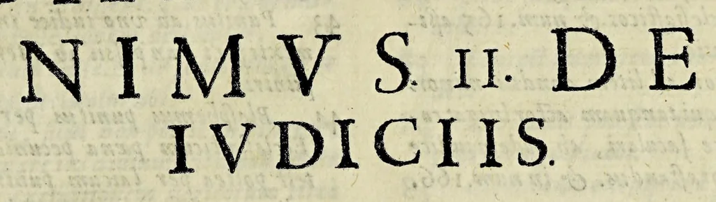 An illustration from Reflectionum canonicarum in secundum decretalium librum. : Quibus non solum difficilia iura in scholis enodantur, verùm & variae resoluuntur quaestiones, tam studiosis, quàm iudicibus & forensium causarum patronis vtiles, & necessariae; simulq[ue] additur quid in cuiusuis casus specie nuperis sit constitutionibus Pontificijs decisum; quidquè regijs schedis ordinatum ad Peruani regni ecclesiasticam, saecularemquè gubernationem. Tomus primus, D. Philippo IV. Hispaniarvm, et Indiarvm regi Catholico, ac potentissimo, ipsiusq[ue], supremo earundem Indiarum consilio. D. E C., 1633, leaf 77