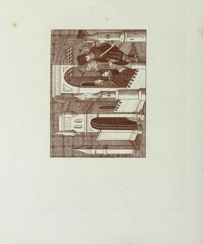 An illustration from The regal and ecclesiastical antiquities of England : containing the representations of all the English monarchs from Edward the Confessor to Henry the Eighth : together with many of the great persons that were eminent under their several reigns : on sixty copper plates, engraved by the author, the whole carefully collected from ancient illuminated manuscripts, 1793, leaf 113
