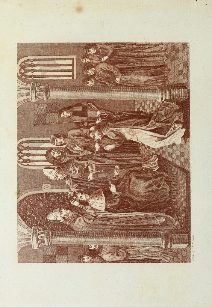 An illustration from The regal and ecclesiastical antiquities of England : containing the representations of all the English monarchs from Edward the Confessor to Henry the Eighth : together with many of the great persons that were eminent under their several reigns : on sixty copper plates, engraved by the author, the whole carefully collected from ancient illuminated manuscripts, 1793, leaf 161