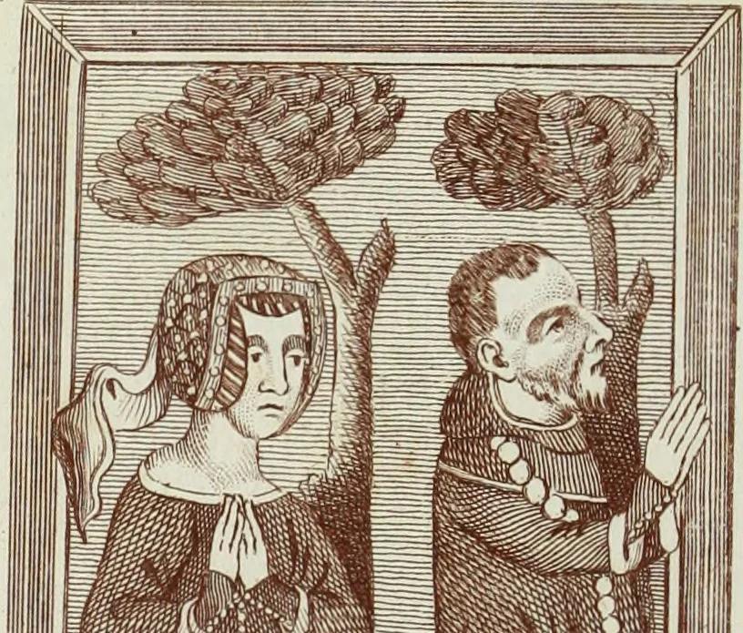 An illustration from The regal and ecclesiastical antiquities of England : containing the representations of all the English monarchs from Edward the Confessor to Henry the Eighth : together with many of the great persons that were eminent under their several reigns : on sixty copper plates, engraved by the author, the whole carefully collected from ancient illuminated manuscripts, 1793, leaf 185