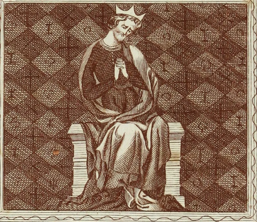 An illustration from The regal and ecclesiastical antiquities of England : containing the representations of all the English monarchs from Edward the Confessor to Henry the Eighth : together with many of the great persons that were eminent under their several reigns : on sixty copper plates, engraved by the author, the whole carefully collected from ancient illuminated manuscripts, 1793, leaf 213