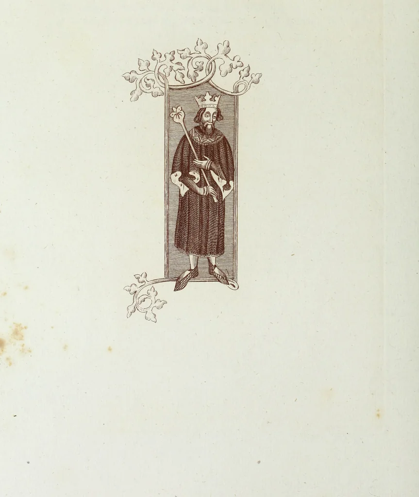 An illustration from The regal and ecclesiastical antiquities of England : containing the representations of all the English monarchs from Edward the Confessor to Henry the Eighth : together with many of the great persons that were eminent under their several reigns : on sixty copper plates, engraved by the author, the whole carefully collected from ancient illuminated manuscripts, 1793, leaf 225
