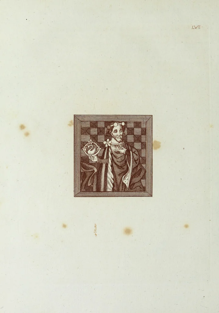 An illustration from The regal and ecclesiastical antiquities of England : containing the representations of all the English monarchs from Edward the Confessor to Henry the Eighth : together with many of the great persons that were eminent under their several reigns : on sixty copper plates, engraved by the author, the whole carefully collected from ancient illuminated manuscripts, 1793, leaf 237