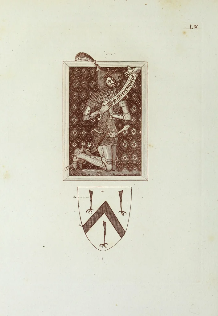 An illustration from The regal and ecclesiastical antiquities of England : containing the representations of all the English monarchs from Edward the Confessor to Henry the Eighth : together with many of the great persons that were eminent under their several reigns : on sixty copper plates, engraved by the author, the whole carefully collected from ancient illuminated manuscripts, 1793, leaf 245