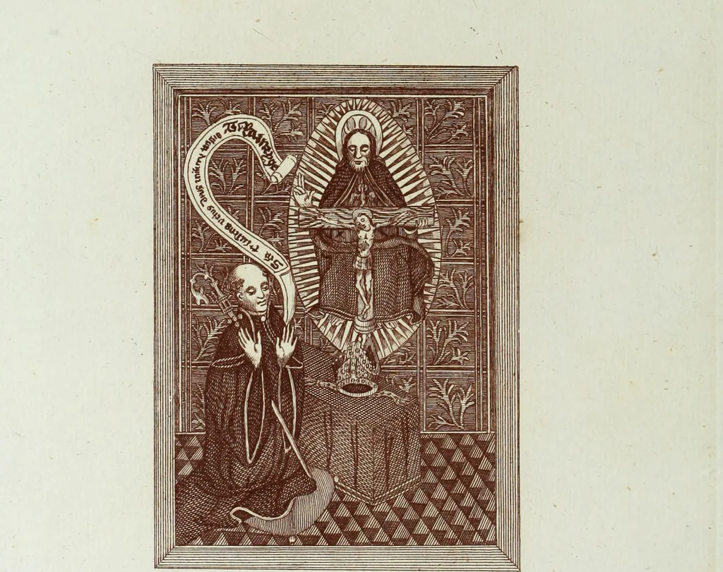 An illustration from The regal and ecclesiastical antiquities of England : containing the representations of all the English monarchs from Edward the Confessor to Henry the Eighth : together with many of the great persons that were eminent under their several reigns : on sixty copper plates, engraved by the author, the whole carefully collected from ancient illuminated manuscripts, 1793, leaf 249
