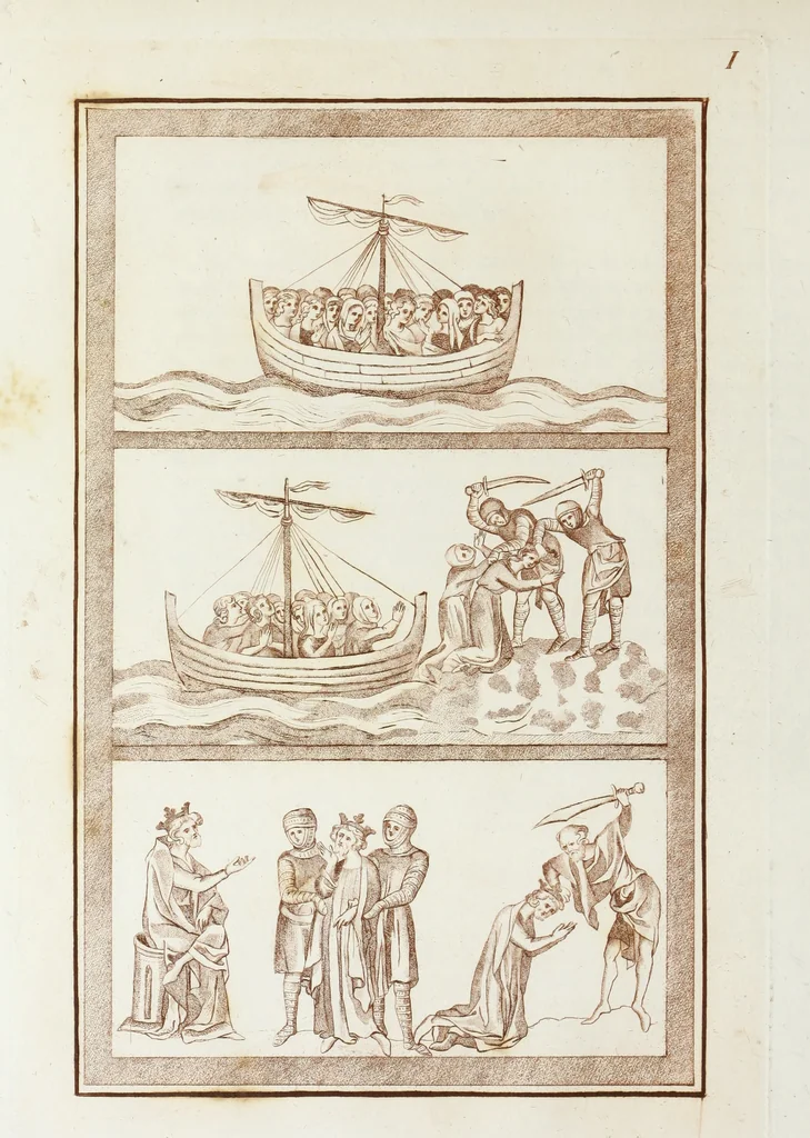 An illustration from The regal and ecclesiastical antiquities of England : containing the representations of all the English monarchs from Edward the Confessor to Henry the Eighth : together with many of the great persons that were eminent under their several reigns : on sixty copper plates, engraved by the author, the whole carefully collected from ancient illuminated manuscripts, 1793, leaf 261