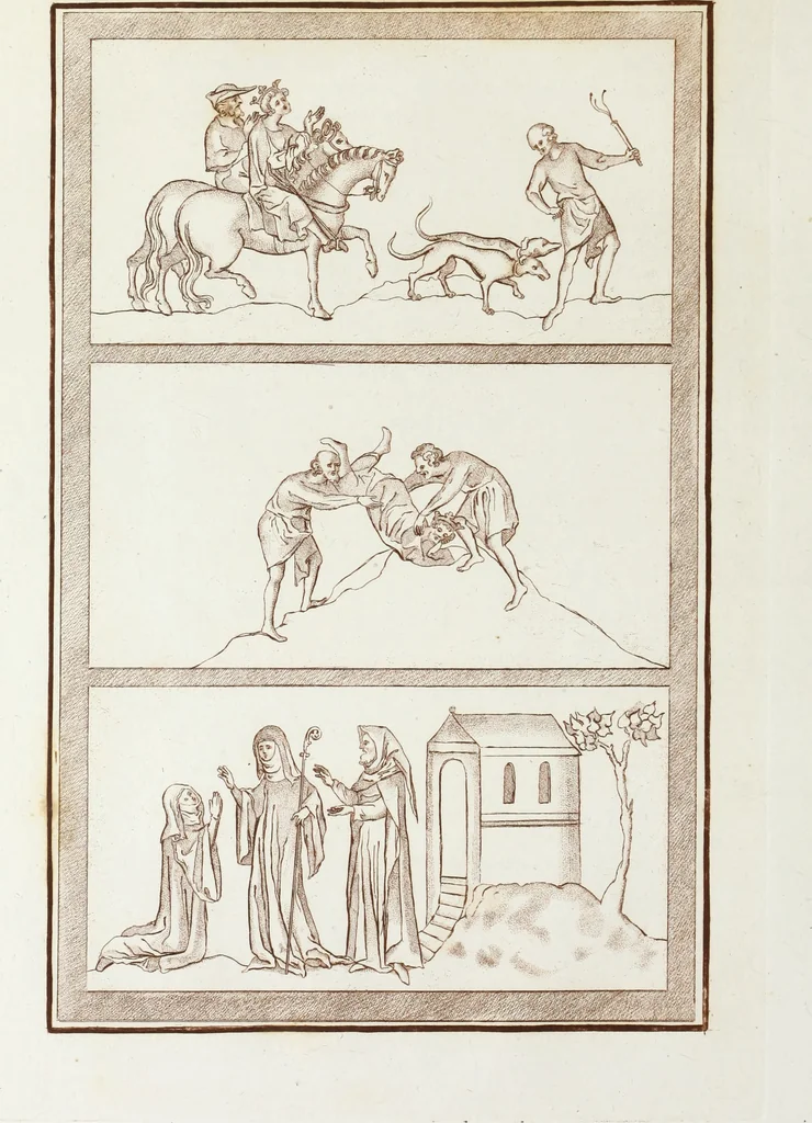 An illustration from The regal and ecclesiastical antiquities of England : containing the representations of all the English monarchs from Edward the Confessor to Henry the Eighth : together with many of the great persons that were eminent under their several reigns : on sixty copper plates, engraved by the author, the whole carefully collected from ancient illuminated manuscripts, 1793, leaf 273