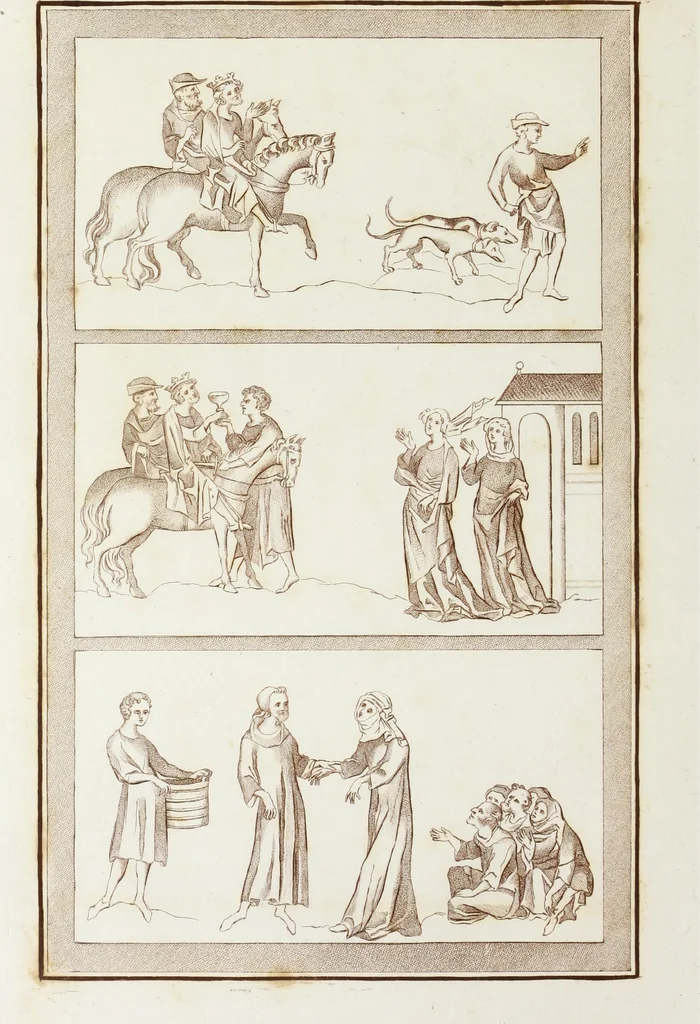 An illustration from The regal and ecclesiastical antiquities of England : containing the representations of all the English monarchs from Edward the Confessor to Henry the Eighth : together with many of the great persons that were eminent under their several reigns : on sixty copper plates, engraved by the author, the whole carefully collected from ancient illuminated manuscripts, 1793, leaf 277