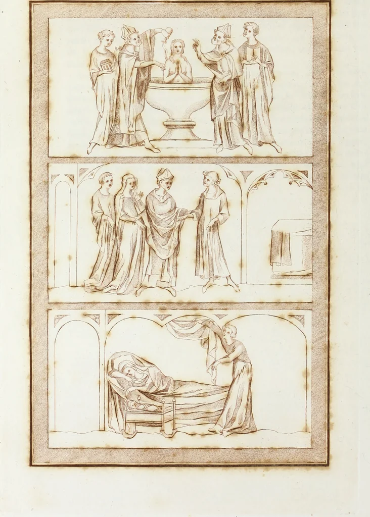 An illustration from The regal and ecclesiastical antiquities of England : containing the representations of all the English monarchs from Edward the Confessor to Henry the Eighth : together with many of the great persons that were eminent under their several reigns : on sixty copper plates, engraved by the author, the whole carefully collected from ancient illuminated manuscripts, 1793, leaf 281