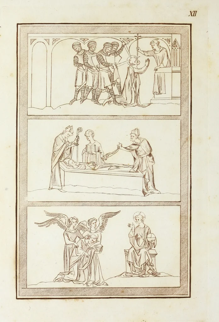 An illustration from The regal and ecclesiastical antiquities of England : containing the representations of all the English monarchs from Edward the Confessor to Henry the Eighth : together with many of the great persons that were eminent under their several reigns : on sixty copper plates, engraved by the author, the whole carefully collected from ancient illuminated manuscripts, 1793, leaf 305
