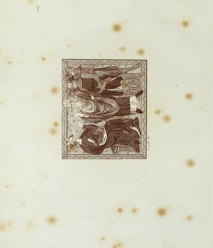 An illustration from The regal and ecclesiastical antiquities of England : containing the representations of all the English monarchs from Edward the Confessor to Henry the Eighth : together with many of the great persons that were eminent under their several reigns : on sixty copper plates, engraved by the author, the whole carefully collected from ancient illuminated manuscripts, 1793, leaf 41