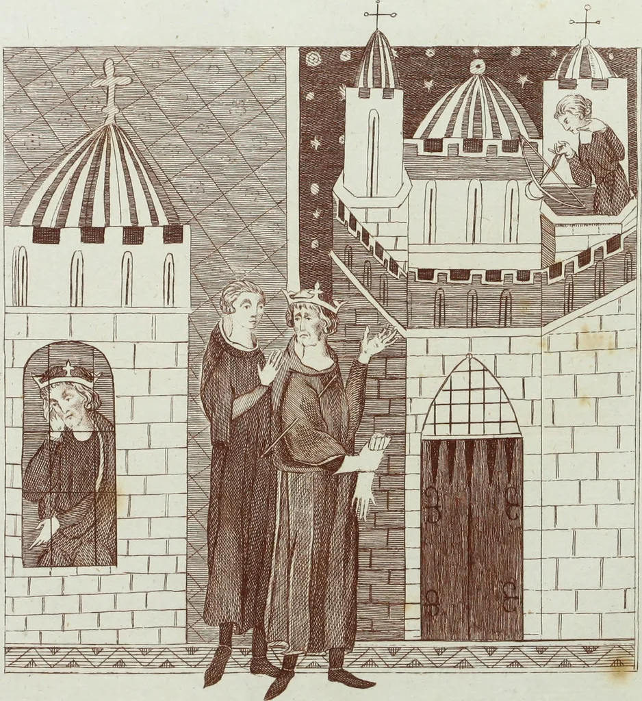 An illustration from The regal and ecclesiastical antiquities of England : containing the representations of all the English monarchs from Edward the Confessor to Henry the Eighth : together with many of the great persons that were eminent under their several reigns : on sixty copper plates, engraved by the author, the whole carefully collected from ancient illuminated manuscripts, 1793, leaf 49