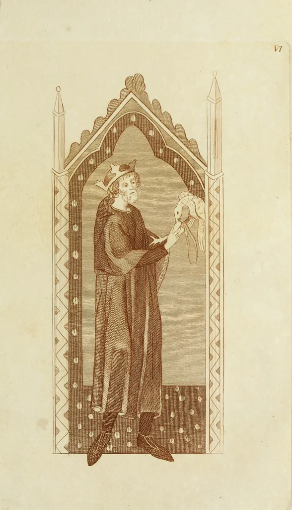 An illustration from The regal and ecclesiastical antiquities of England : containing the representations of all the English monarchs from Edward the Confessor to Henry the Eighth : together with many of the great persons that were eminent under their several reigns : the whole carefully collected from ancient illuminated manuscripts, 1777, leaf 144
