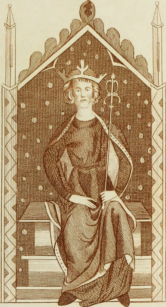 An illustration from The regal and ecclesiastical antiquities of England : containing the representations of all the English monarchs from Edward the Confessor to Henry the Eighth : together with many of the great persons that were eminent under their several reigns : the whole carefully collected from ancient illuminated manuscripts, 1777, leaf 146