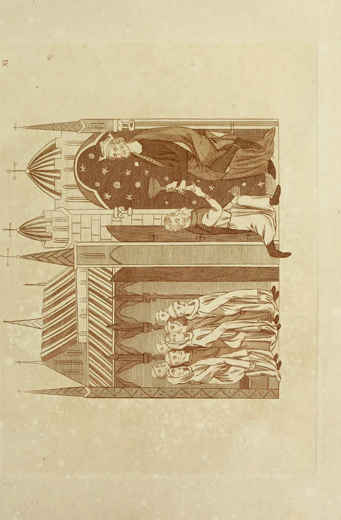 An illustration from The regal and ecclesiastical antiquities of England : containing the representations of all the English monarchs from Edward the Confessor to Henry the Eighth : together with many of the great persons that were eminent under their several reigns : the whole carefully collected from ancient illuminated manuscripts, 1777, leaf 154