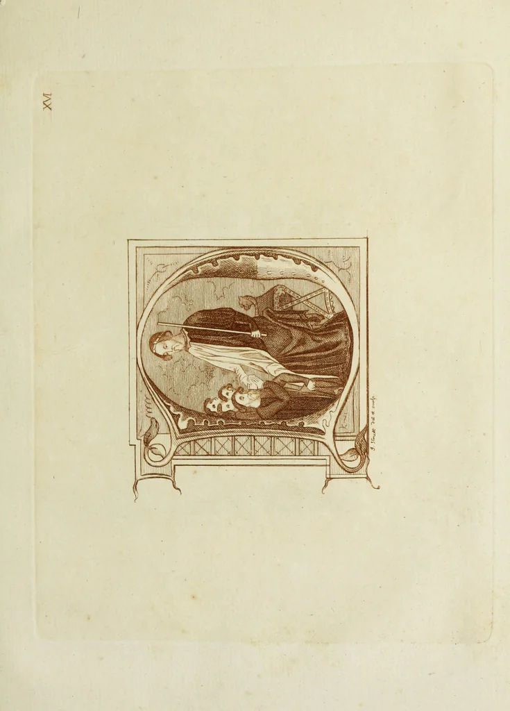 An illustration from The regal and ecclesiastical antiquities of England : containing the representations of all the English monarchs from Edward the Confessor to Henry the Eighth : together with many of the great persons that were eminent under their several reigns : the whole carefully collected from ancient illuminated manuscripts, 1777, leaf 164