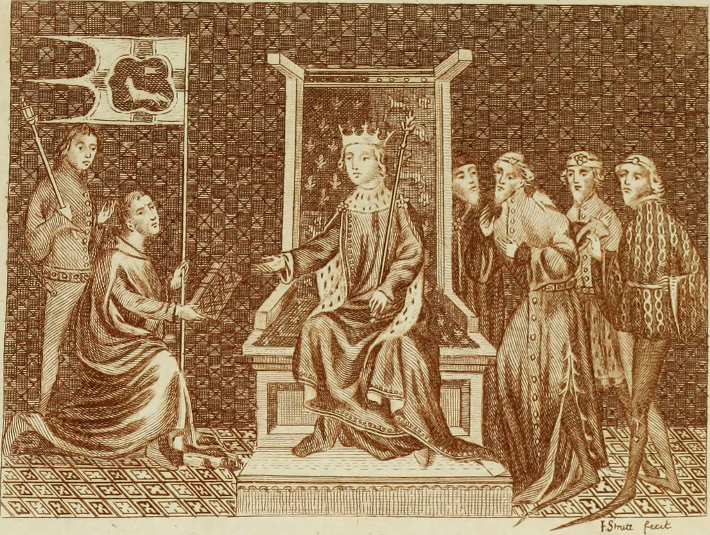 An illustration from The regal and ecclesiastical antiquities of England : containing the representations of all the English monarchs from Edward the Confessor to Henry the Eighth : together with many of the great persons that were eminent under their several reigns : the whole carefully collected from ancient illuminated manuscripts, 1777, leaf 170