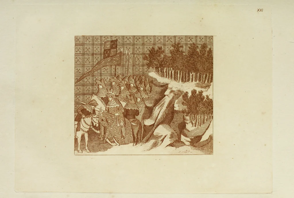 An illustration from The regal and ecclesiastical antiquities of England : containing the representations of all the English monarchs from Edward the Confessor to Henry the Eighth : together with many of the great persons that were eminent under their several reigns : the whole carefully collected from ancient illuminated manuscripts, 1777, leaf 174
