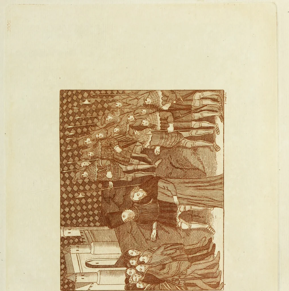 An illustration from The regal and ecclesiastical antiquities of England : containing the representations of all the English monarchs from Edward the Confessor to Henry the Eighth : together with many of the great persons that were eminent under their several reigns : the whole carefully collected from ancient illuminated manuscripts, 1777, leaf 194