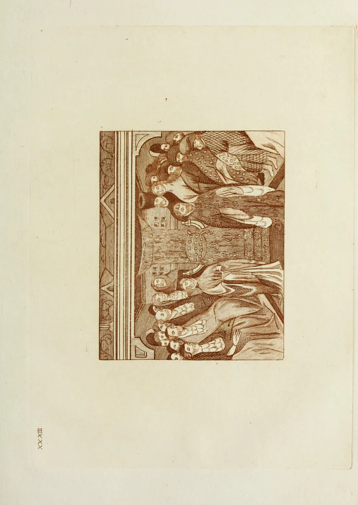 An illustration from The regal and ecclesiastical antiquities of England : containing the representations of all the English monarchs from Edward the Confessor to Henry the Eighth : together with many of the great persons that were eminent under their several reigns : the whole carefully collected from ancient illuminated manuscripts, 1777, leaf 198