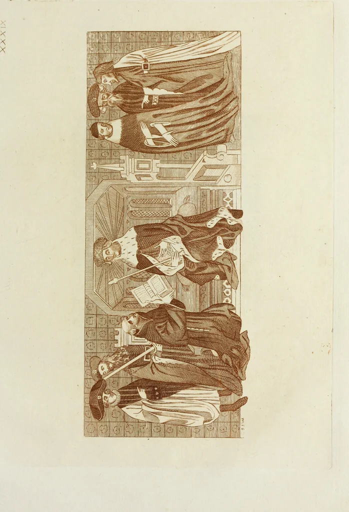 An illustration from The regal and ecclesiastical antiquities of England : containing the representations of all the English monarchs from Edward the Confessor to Henry the Eighth : together with many of the great persons that were eminent under their several reigns : the whole carefully collected from ancient illuminated manuscripts, 1777, leaf 210