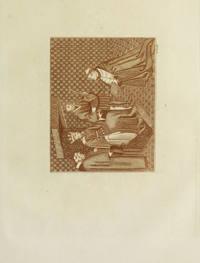An illustration from The regal and ecclesiastical antiquities of England : containing the representations of all the English monarchs from Edward the Confessor to Henry the Eighth : together with many of the great persons that were eminent under their several reigns : the whole carefully collected from ancient illuminated manuscripts, 1777, leaf 212