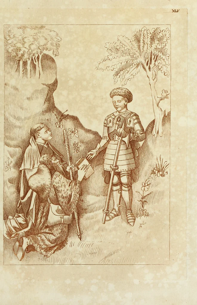 An illustration from The regal and ecclesiastical antiquities of England : containing the representations of all the English monarchs from Edward the Confessor to Henry the Eighth : together with many of the great persons that were eminent under their several reigns : the whole carefully collected from ancient illuminated manuscripts, 1777, leaf 222