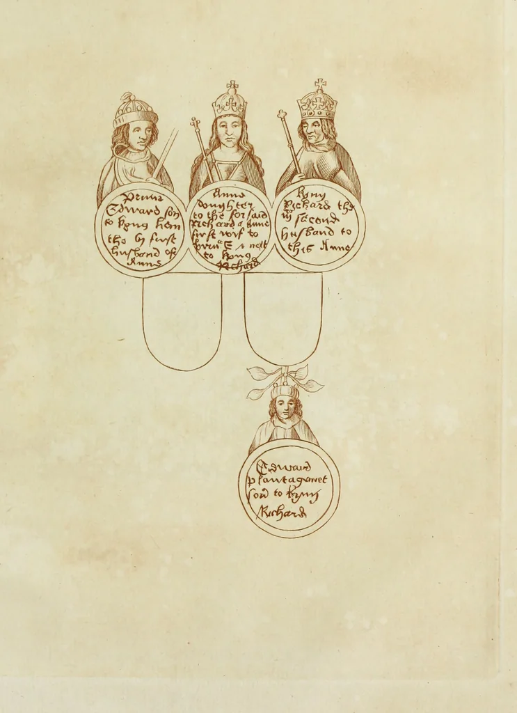 An illustration from The regal and ecclesiastical antiquities of England : containing the representations of all the English monarchs from Edward the Confessor to Henry the Eighth : together with many of the great persons that were eminent under their several reigns : the whole carefully collected from ancient illuminated manuscripts, 1777, leaf 228