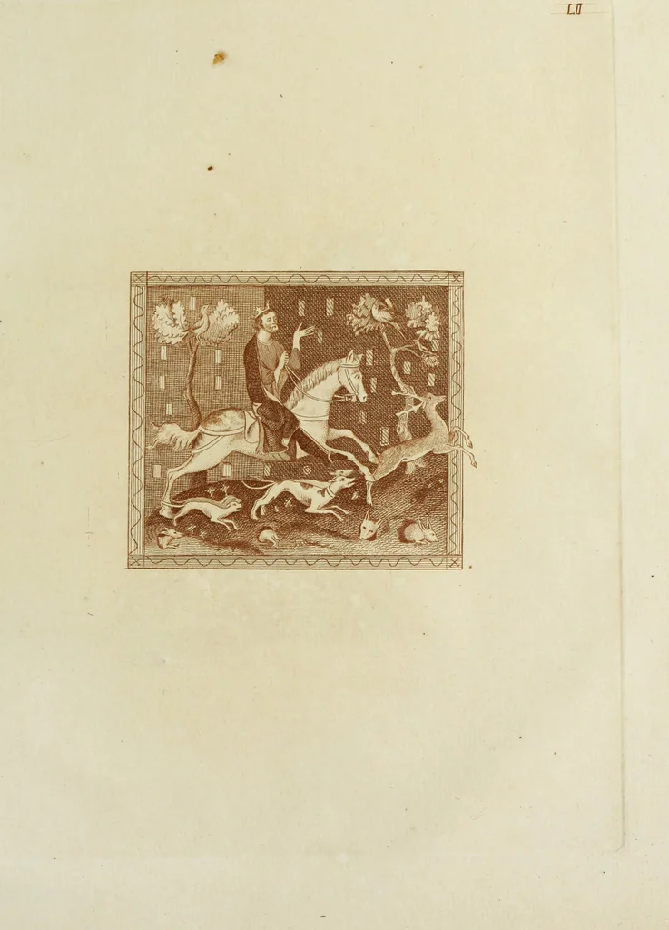 An illustration from The regal and ecclesiastical antiquities of England : containing the representations of all the English monarchs from Edward the Confessor to Henry the Eighth : together with many of the great persons that were eminent under their several reigns : the whole carefully collected from ancient illuminated manuscripts, 1777, leaf 236