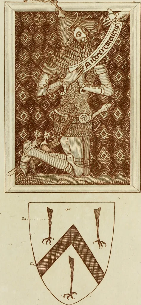 An illustration from The regal and ecclesiastical antiquities of England : containing the representations of all the English monarchs from Edward the Confessor to Henry the Eighth : together with many of the great persons that were eminent under their several reigns : the whole carefully collected from ancient illuminated manuscripts, 1777, leaf 250