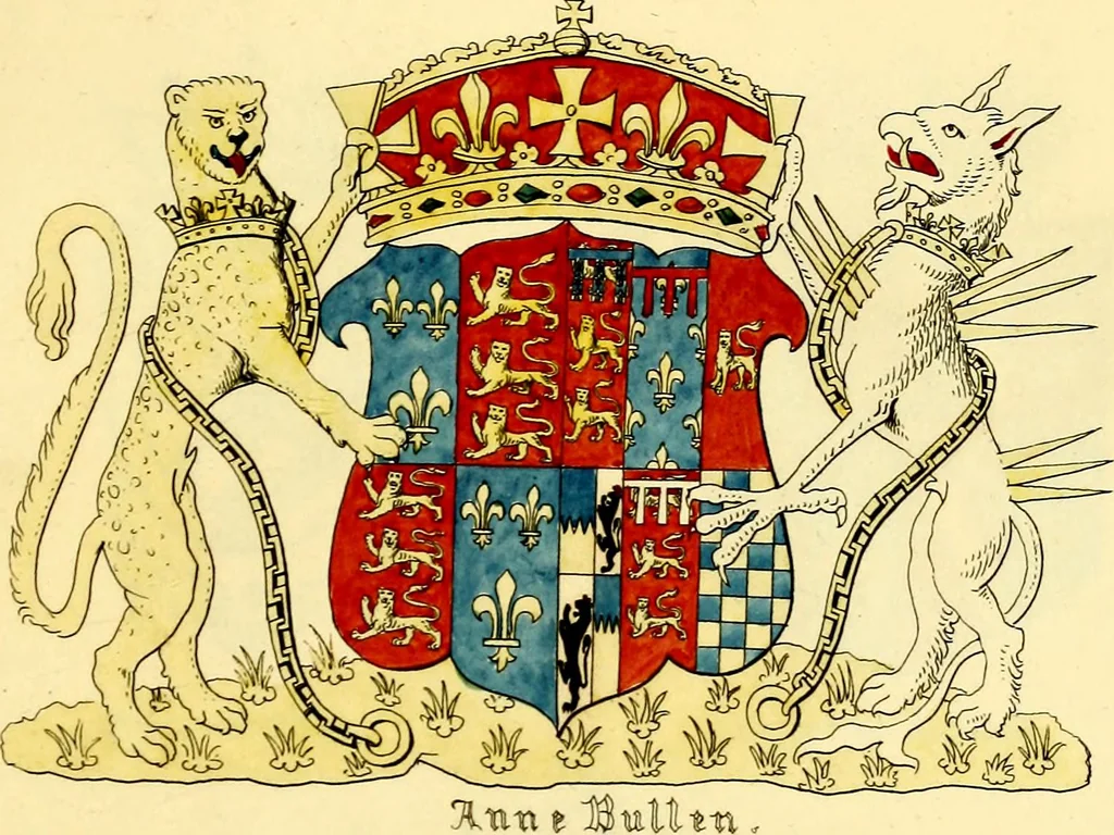 An illustration from Regal heraldry; the armorial insignia of the Kings and Queens of England, from coeval authorities, 1821, leaf 134