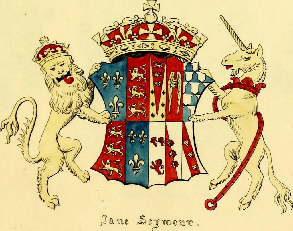 An illustration from Regal heraldry; the armorial insignia of the Kings and Queens of England, from coeval authorities, 1821, leaf 134