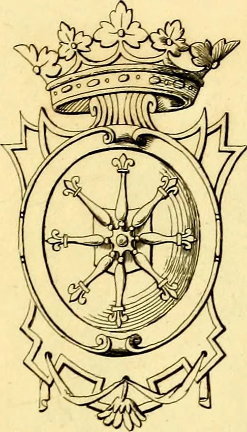 An illustration from Regal heraldry; the armorial insignia of the Kings and Queens of England, from coeval authorities, 1821, leaf 136