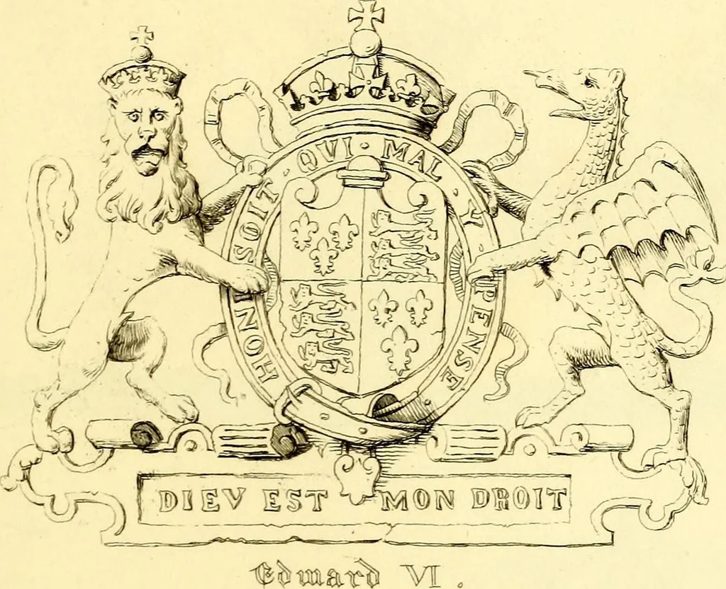 An illustration from Regal heraldry; the armorial insignia of the Kings and Queens of England, from coeval authorities, 1821, leaf 138