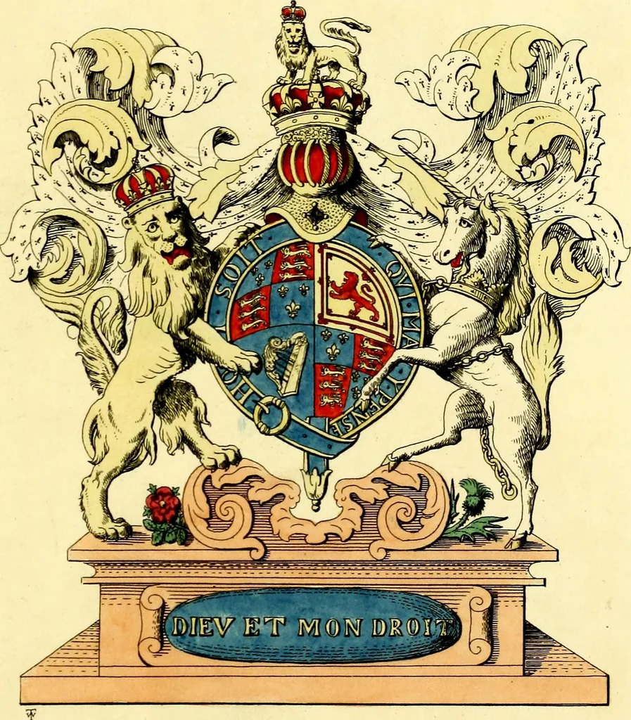 An illustration from Regal heraldry; the armorial insignia of the Kings and Queens of England, from coeval authorities, 1821, leaf 166