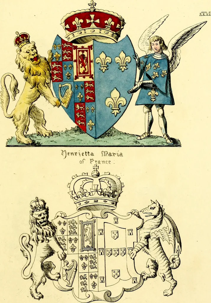 An illustration from Regal heraldry; the armorial insignia of the Kings and Queens of England, from coeval authorities, 1821, leaf 168