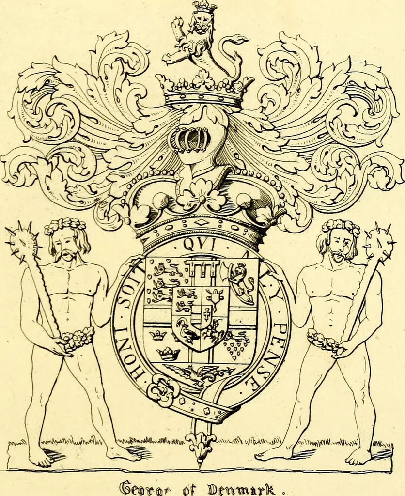 An illustration from Regal heraldry; the armorial insignia of the Kings and Queens of England, from coeval authorities, 1821, leaf 176