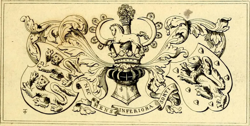 An illustration from Regal heraldry; the armorial insignia of the Kings and Queens of England, from coeval authorities, 1821, leaf 178
