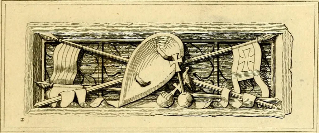An illustration from Regal heraldry; the armorial insignia of the Kings and Queens of England, from coeval authorities, 1821, leaf 18