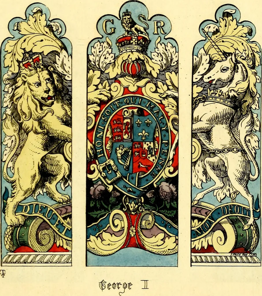 An illustration from Regal heraldry; the armorial insignia of the Kings and Queens of England, from coeval authorities, 1821, leaf 190