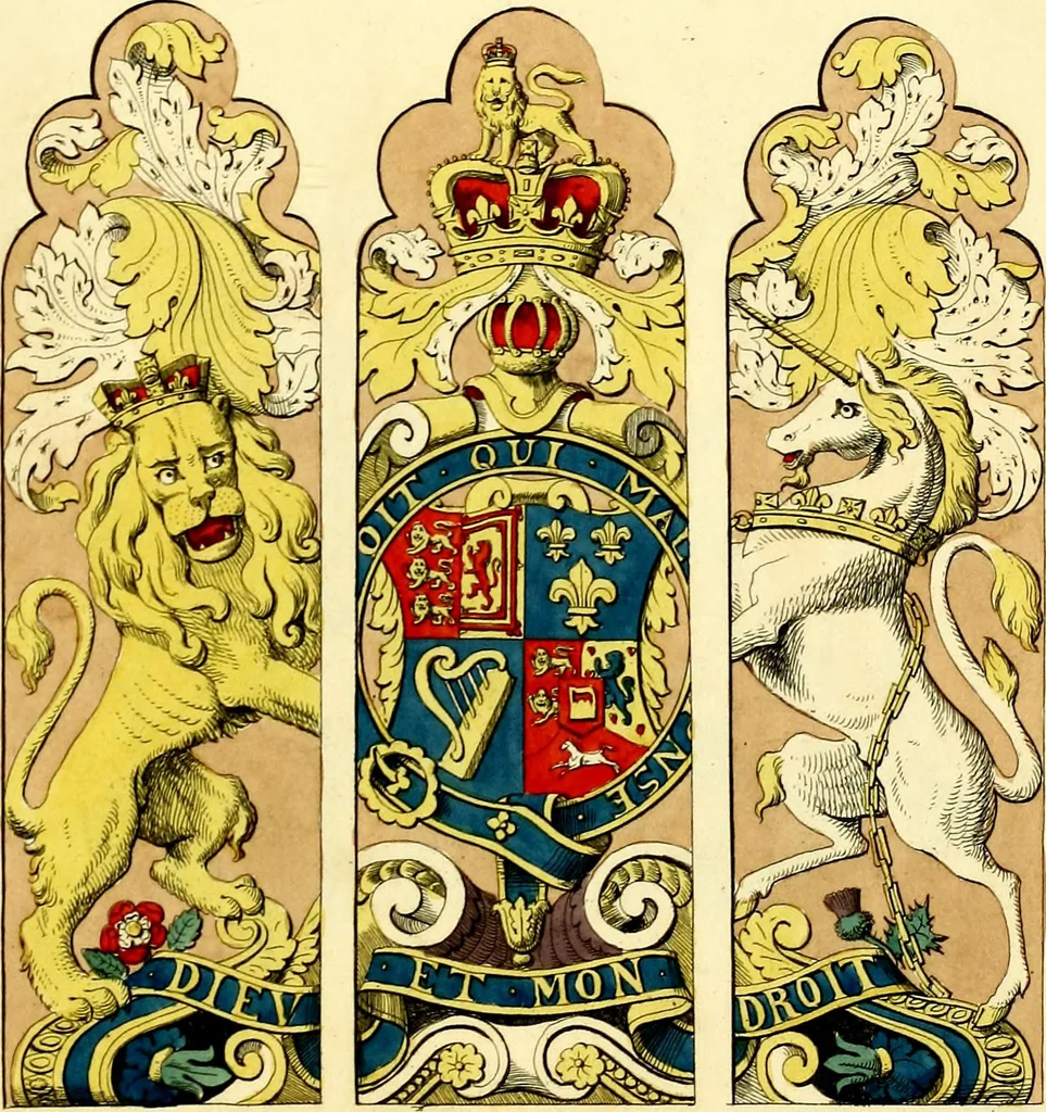 An illustration from Regal heraldry; the armorial insignia of the Kings and Queens of England, from coeval authorities, 1821, leaf 192
